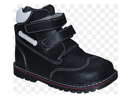 Zapato ortopédico para niño de color negro.