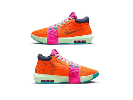 Lebron Witness 8 color anaranjado/Fucsia láser/Verde vapor/Trueno azul