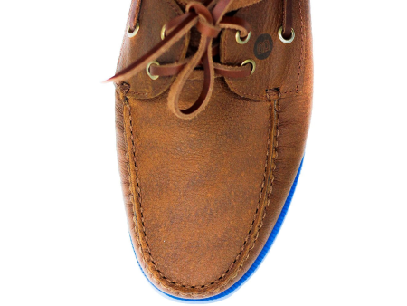 Zapato de cuero para hombre top sider casual color café suela azul