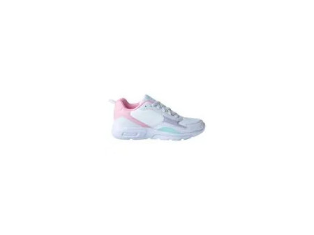 Zapatos deportivos Concur XP para niña, color blanco con detalle rosados, verdes y gris.