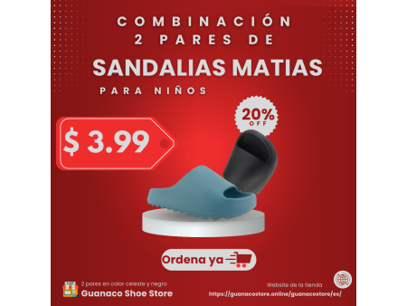 Combinación 2 pares de sandalias Matías celeste y negro